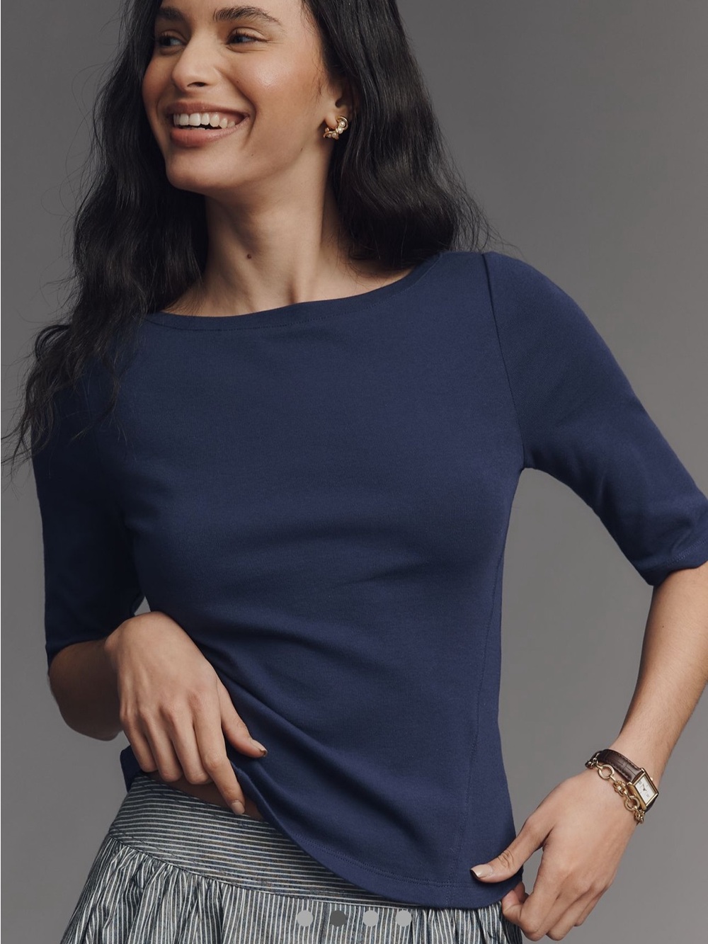 Maeve Cotton 3/4 Sleeve Tee